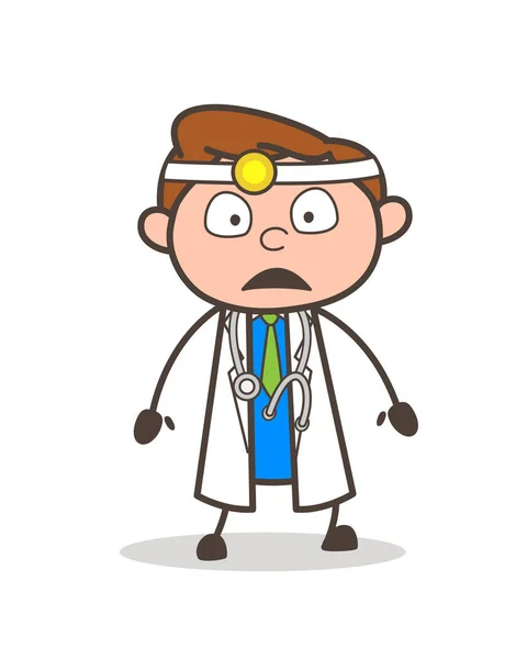 Cartoon Doctor Shocked Face Vector Illustration — Stock Vector