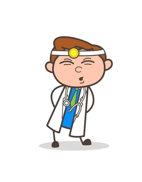 Cartoon Doctor Getting Hurt in Body Vector Concept — Stock Vector