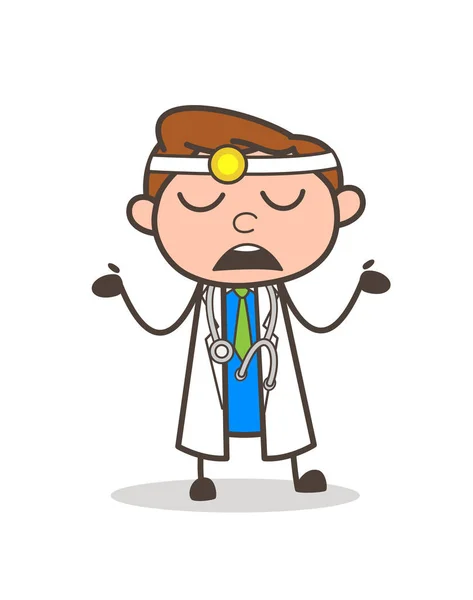 Cartoon Doctor Showing His Empty Hands — Stock Vector