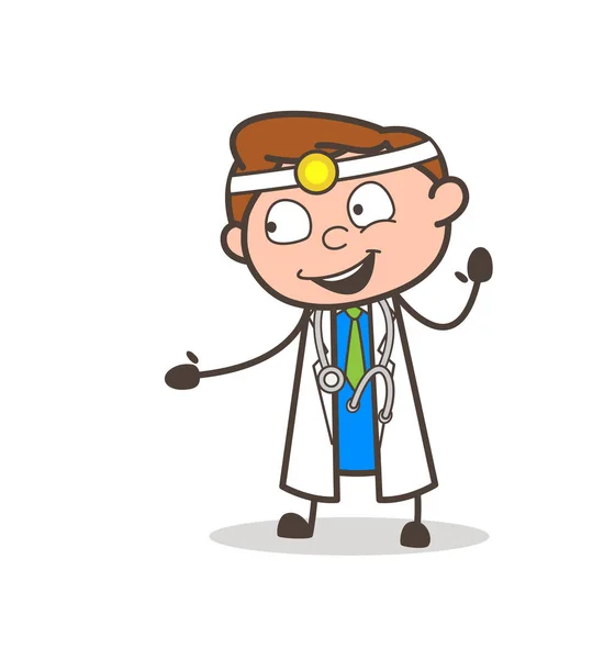 Illustration vectorielle d'expression joyeuse de visage de docteur de bande dessinée — Image vectorielle