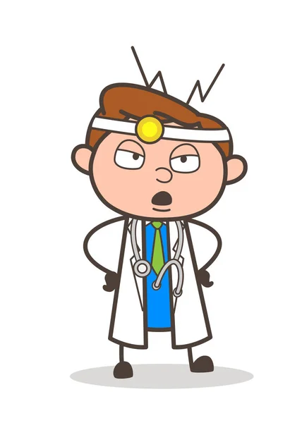 Cartoon Angry Doctor Face Vector Illustration — стоковый вектор