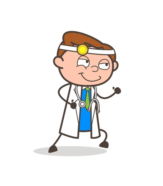 Dibujos animados Doctor feliz corriendo Vector Ilustración — Vector de stock