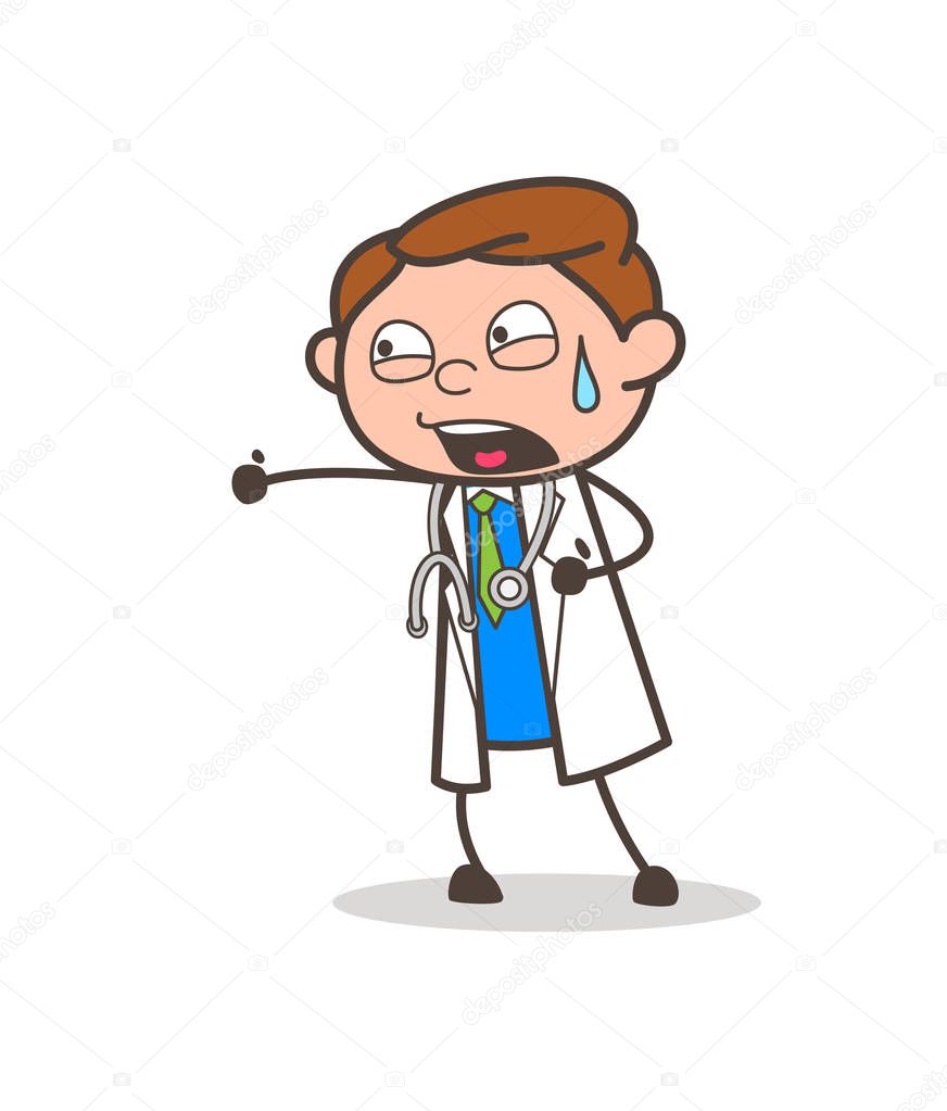 Cartoon Doctor Shouting Face Expression