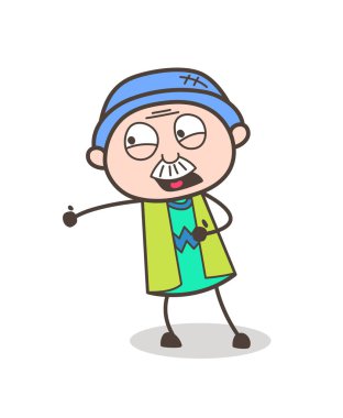 Çizgi film bağırarak büyükbaba ifade vektör çizim