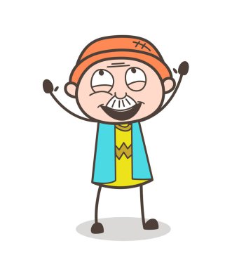Karikatür neşeli büyükbaba ifade vektör kavramı