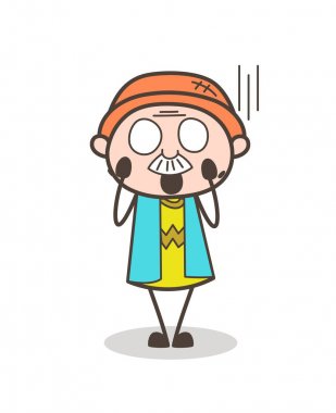 Çizgi film büyükbaba korkunç yüz vektör çizim