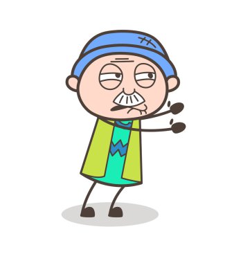 Çizgi film çaresiz büyükbaba vektör karakteri