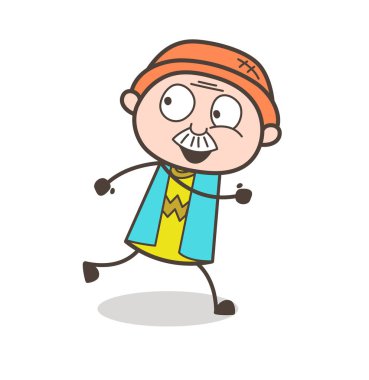 Çizgi film büyükbaba çalışan mutlu illüstrasyon vektör