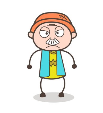 Çizgi film agresif büyükbaba ifade vektör çizim