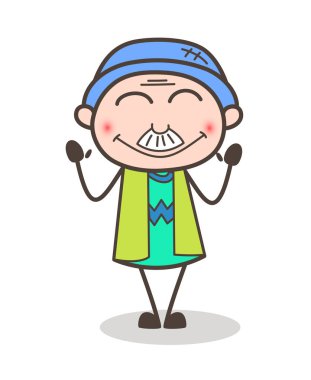 Yüzü kızaran yüzü vektör çizim karikatür büyükbaba