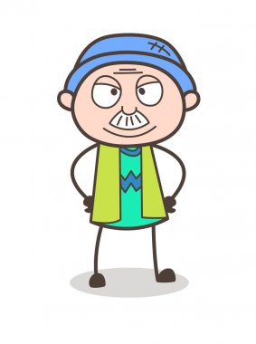 Çizgi film yüz vektör çizim gülümseyen Dede