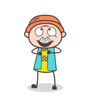 Çizgi film neşeli dedesi yüz vektör çizim