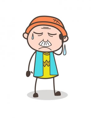 Çizgi film üzgün eski kişi vektör ifade