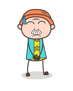 Çizgi film yaşlı adam yüz soğuk ter vektör çizim ile