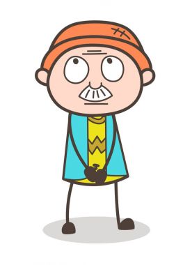 Çizgi film büyükbaba tarafsız yüz ifade vektör çizim