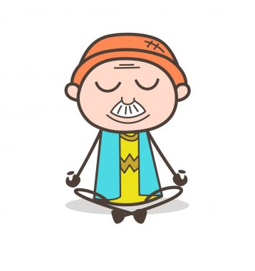 Yoga vektör çizim yapıyor çizgi film büyükbaba