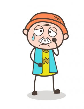 Çizgi film yaşlı adam yüz vektör çizim hayal kırıklığına