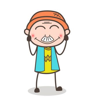 Çizgi film yaşlı gözler vektör çizim gülümseyen ile yüzü gülen adam