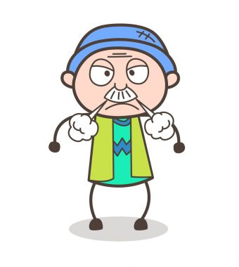 Çizgi film büyükbaba agresif yüz vektör çizim