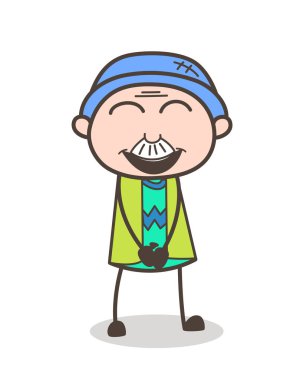 Çizgi film yüz vektör çizim gülüyor büyükbaba