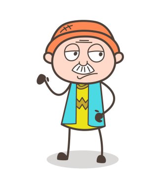 Yüz vektör çizim karikatür büyükbaba depresif