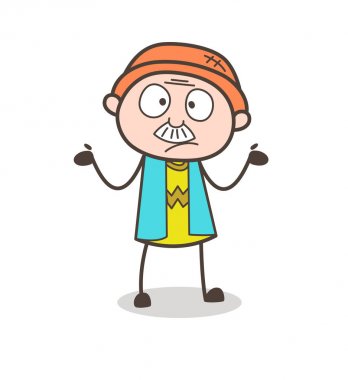 Çizgi film büyükbaba bilinmeyen ifade vektör çizim