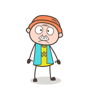 Çizgi film ihtiyar yüz vektör çizim merak