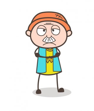 Yüz vektör çizim karikatür büyükbaba depresif