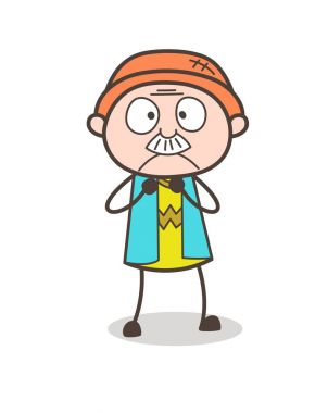 Çizgi film büyükbaba korkulu ifade vektör çizim