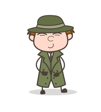 Çizgi film Dedektif vektör çizim gülmeye çalışıyorum