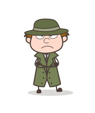 Çizgi film Dedektif üzgün yüz vektör çizim