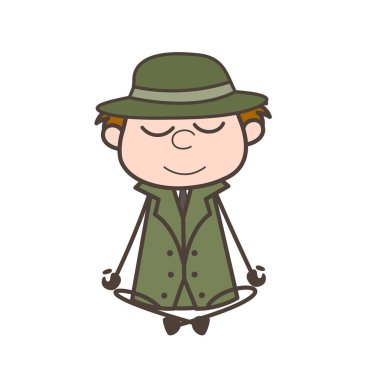 Çizgi film Dedektif meditasyon vektör çizim yapıyor