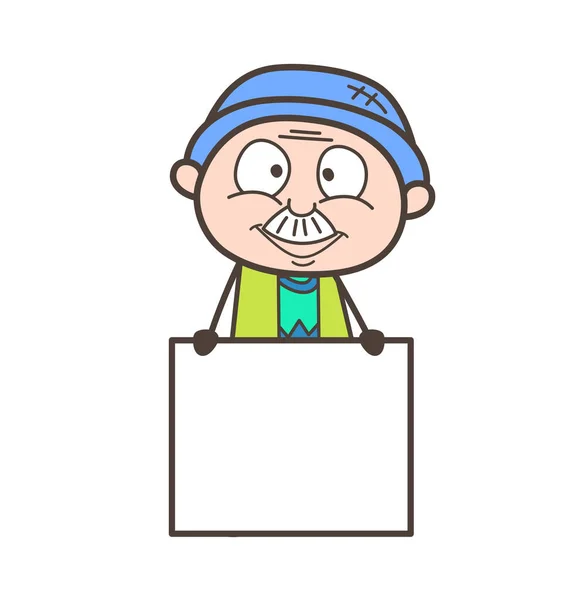 Cartoon opa met Ad Board vectorillustratie — Stockvector