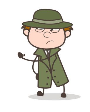 Üzgün Dedektif el jest vektör çizim karikatür