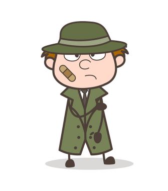 Çizgi film Dedektif yüz vektör çizim bandaj ile