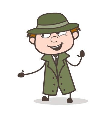 Çizgi film neşeli Dedektif yüz ifade vektör çizim