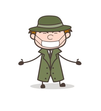 Çizgi film Dedektif kirliliği yüz maskesi vektör çizim ile