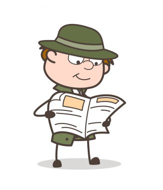 Çizgi film Dedektif haber vektör çizim okuma