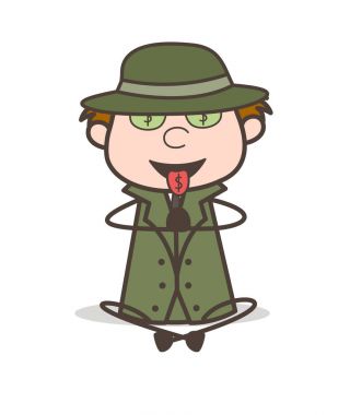 Çizgi film para açgözlü Dedektif vektör çizim