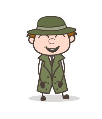 Çizgi film Dedektif komik gülmek ifade vektör çizim