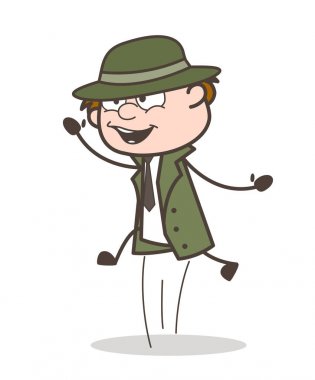 Çizgi film Dedektif heyecan vektör çizim içinde atlama