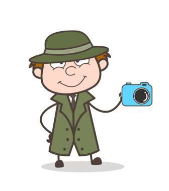 Kamera vektör çizim gösterilen çizgi film Dedektif