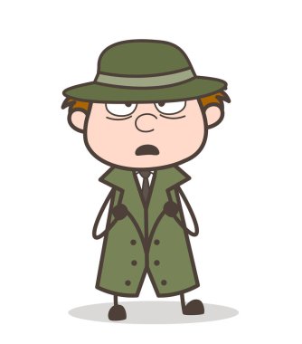 Çizgi film Dedektif ifade vektör çizim şok edici