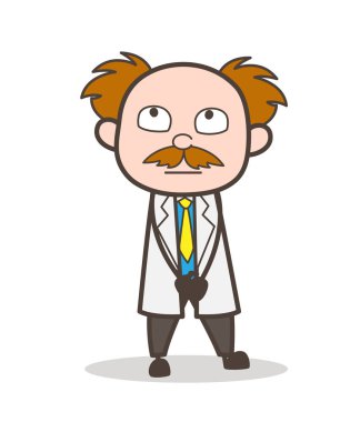 Düşünme ve planlama vektör çizim karikatür bilim adamı