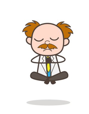 Yoga vektör çizim yapıyor çizgi film bilim adamı