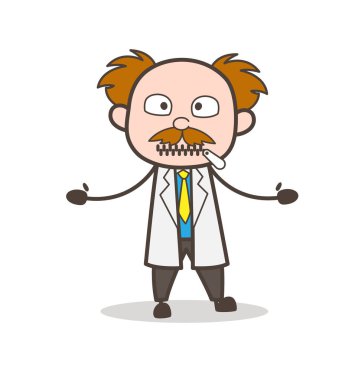 Çizgi film bilim adamı jpgped-ağız vektör çizim