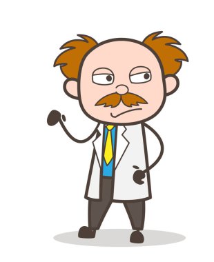 Çizgi film mutsuz bilim adamı jest vektör çizim