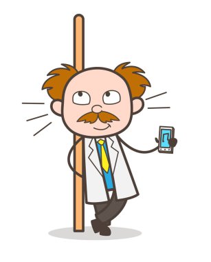 Çizgi film bilim adamı dinleme müzik vektör çizim