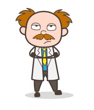 Çizgi film bilim adamı üzgün yüz vektör çizim