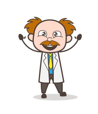 Gülen yüz vektör çizim karikatür bilim adamı